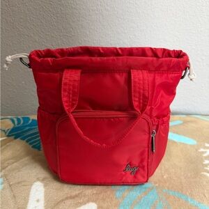lug Ditty~Red~Drawstring Tote with multiple pockets~NEW without tags